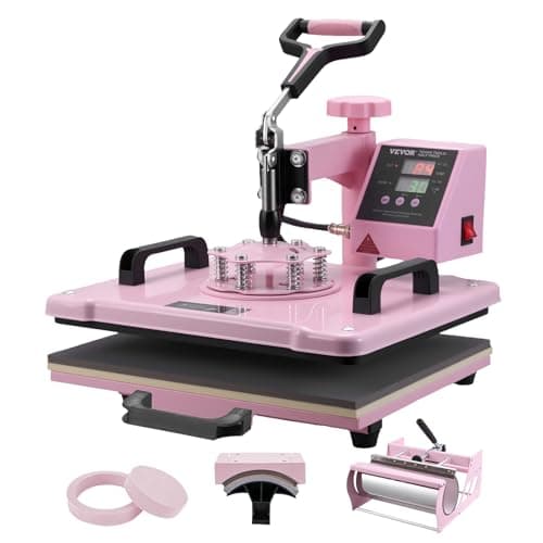 VEVOR Heat Press Machine 5 in 1 Combo with 30 OZ Tumbler Press & Hat Press, Slide Out 12x15 Inch Heat Press Sublimation Machine for T-Shirts, Hats Caps Tumblers Glass Cans Mugs, and Plates (Pink) - Image 9