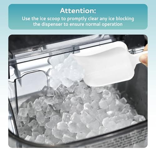 EUHOMY Nugget Ice Makers Countertop, Pebble Ice Maker Machine with 35lbs/24H Soft Ice, Self-Cleaning Sonic Ice Maker with Ice Scoop&Basket, Pellet Ice Maker for Home/Kitchen/Office(Stainless Steels) - Image 8