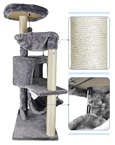 YUNIQUE Cat Tree with Cat Condo and Big Hammock, Grey - Image 5