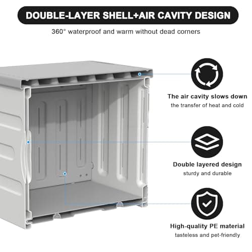 Dahivs Heated Cat House for Outside, High Insulated Heated Outdoor Cat Shelter 100% Weatherproof with Escape Door, Elevated Outdoor Cat House with Heater for Feral Stray Barn Cat Kitty 17.7"x17"x17.5" - Image 6