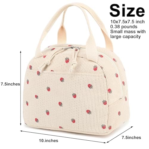 Bluboon Lunch Bag for Women Men Cute Corduroy Lunch Tote Bags Reusable Insulated Lunch Box Large Capacity Reusable Insulated Cooler for Work Picnic or Travel - Image 2
