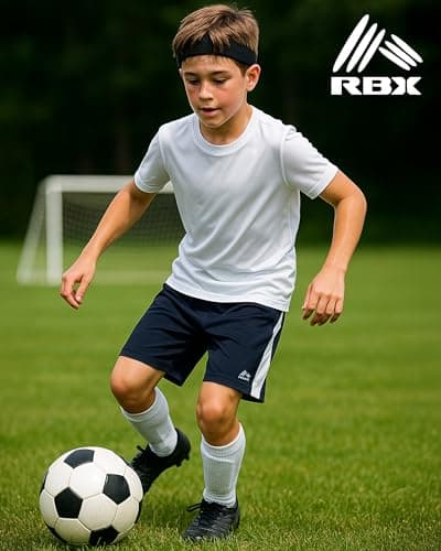 RBX Boys' Active Shorts - 5 Pack Sports Performance Mesh Gym Shorts with Elastic Waistband and Heat Seal Logo (Sizes: 8-16), Size 14/16, Griffin Red Grey Black - Image 3