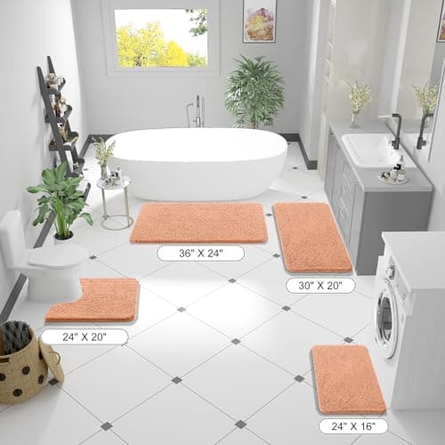 OLANLY Bathroom Rugs 30x20, Extra Soft Absorbent Chenille Bath Rugs, Rubber Backing Quick Dry, Machine Washable Bath Mats for Bathroom Floor, Tub and Shower, Home Decor Accessories, Peach - Image 8