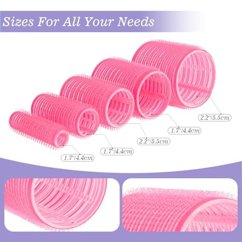 5 Size Hair Rollers, 72Pcs Roller Set, Hair Curlers for Blowout Look Long, Short Hair, Jumbo Large Big Small 30 Hair Rollers, 40 Roller Clips, Tail Comb, Storage Bag - Image 3