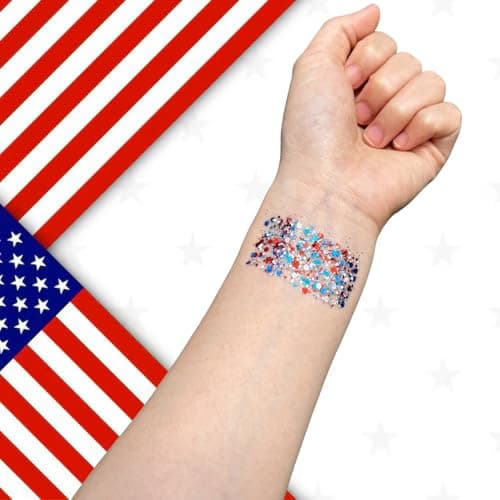 Mysense Patriotic Red White and Blue Body Glitter Stick,4th of July Accessories,Sparkling Face Hair Glitter for Fourth of July Outfit Women Kids,American Pride USA Flag Makeup for Independence Day - Image 5