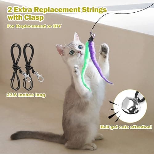 MeoHui Interactive Cat Toys - Retractable Wand Toy and Feather Toys Refills for Indoor Cats to Chase and Exercise - Image 6
