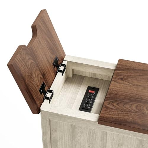 LINSY HOME Farmhouse End Table with Charging Station, Narrow Side Table for Living Room, Sofa Side Table with Drawer and Storage Cabinet, Small Nightstand for Home Office - Image 8