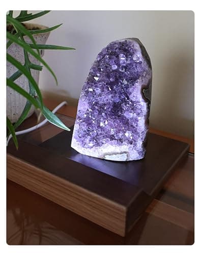 HoHpHq Natural Amethyst Calming Lamp and Healing Crystal Sleep Night Light, Real Purple Crystal Rock Lamp, Quartz Stones for Home Décor,Chakra,Meditation,Unique Gift (Medium-Light Purple-Shine Peak)