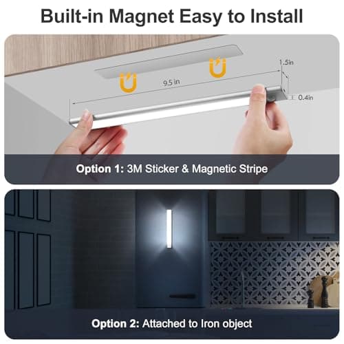 BLS Under Cabinet Lights, 46 LED lights Battery Operated Motion Sensor Light Indoor, USB C Rechargeable Closet Lights Motion Sensored, 1500mah Wireless Magnetic Light for Kitchen Night Stairs (2 Pack) - Image 6