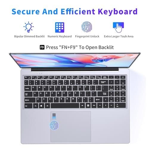 NIAKUN 16 Inch Laptop Computer | Gaming Laptop | 16GB RAM 512GB SSD | N100 Processor | FHD 1920 * 1200 | 180 Angle Open | Backlit Keyboard | Windows 11 Pro | Fingerprint Unlock | UHD Graphics 750 MHz - Image 4