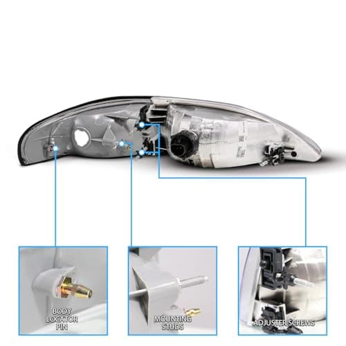 AmeriLite for 1994-1998 Ford Mustang Gun-Metal Replacement Headlights Corner Turn Signal Set - Passenger and Driver Side - Image 5