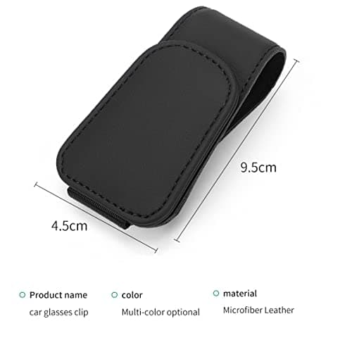 Magnetic Leather Sunglass Holder for Car, Sunglasses Clip for Car Visor, Auto Interior Accessories Universal for Different Size Eyeglasses (Black) - Image 2