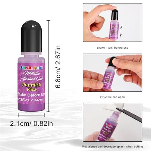 FansArriche Alcohol Ink Set - 48 Vivid Colors, Concentrated Alcohol-Based Ink, Epoxy Resin Paint with Metallic Color Dye for Resin Coasters, Acrylic Painting, Tumbler Making,10 ml Each - Image 4