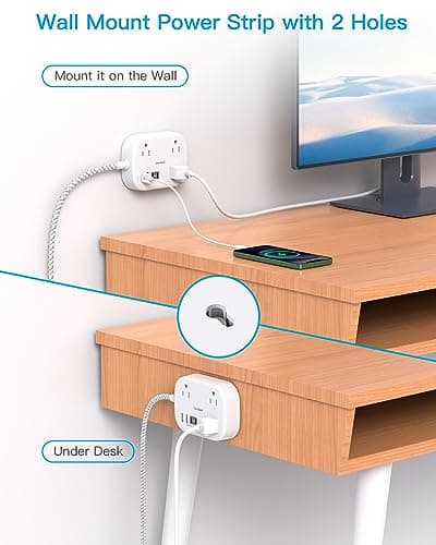 Cruise Essentials 2025,One Beat Travel Power Strip with USB C,Flat Plug Extension Cord with 3 Outlets 4 USB Ports(2 USB C),5 ft Desk Wall Outlet Extender,Non Surge Protector for Cruise,Dorm Room,ETL - Image 6
