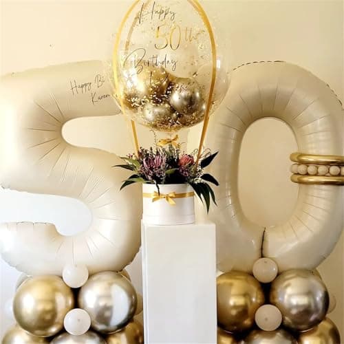 40 Inch Beige Number 1 Balloon for 1st Birthday Decoration, Large Self Inflating Cream Foil Number Balloons 0-9 for Boys Girls, White Sand 1 Helium Balloons for Women Men Party Anniversary Supplies - Image 4