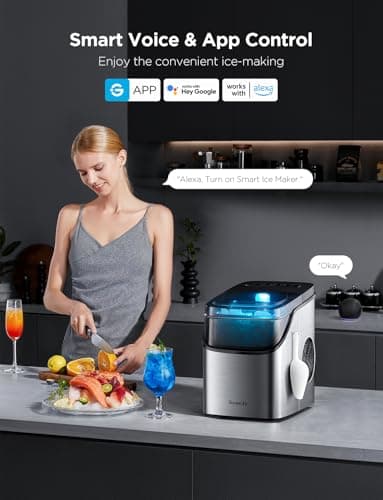 GoveeLife Smart Ice Maker Countertop, Portable Ice Machine with Voice Control, 9 Ice Cubes in 6 Minutes 3 Sizes, 26lbs/24Hrs, Self Cleaning RGB Lights, Quiet Ice Maker with Scoop for Kitchen Silver - Image 3