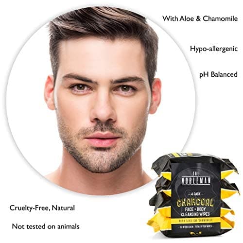 Men's Charcoal Face + Body Cleansing Wipes - 4 Pack (120ct) Charcoal 30 Count (Pack of 4) - Image 5
