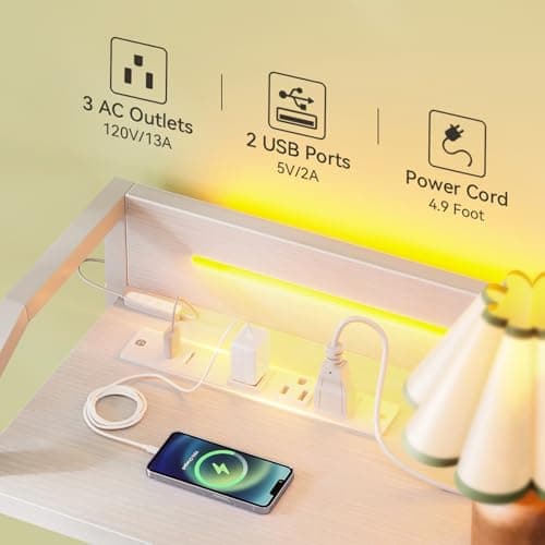 KKL White Dresser for Bedroom with Light Strip & Power Outlet — 8 Drawers Dressers & Chest of Drawers with Shelf, Wood Top, Metal Frame, Wide Dressers for Girls Bedroom, Living Room, Hallway, Closet - Image 5