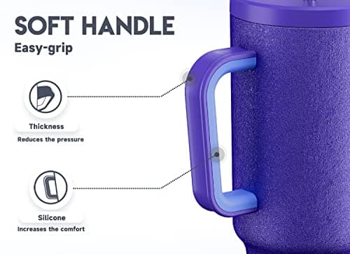 Meoky 40oz Tumbler with Handle, Leak-proof Lid and Straw, Insulated Coffee Mug Stainless Steel Travel Mug, Keeps Cold for 34 Hours or Hot for 10 Hours (Offshore) - Image 4