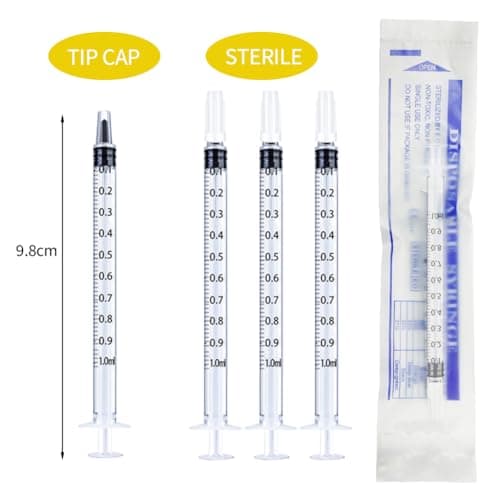 50 Pcs 1ml Syringes with Caps Oral Dispenser Individually Sterile Warpped for Medicine Dropper, Colostrum Collect Feeding Pets, Liquid - Image 2