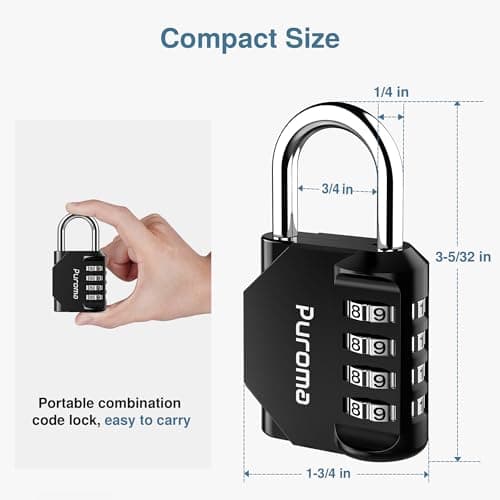 Puroma 2 Pack Combination Lock for Locker 4 Digit Outdoor Waterproof Padlock for School, Gym, Sports, Fence, Toolbox, Gate, Case, Outdoor, Hasp Storage (Black) - Image 5