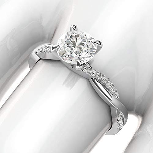 14k White Gold 4-Prong Petite Twisted Vine 1.0 CT Genuine Moissanite Engagement Ring Promise Bridal Ring (7) - Image 5
