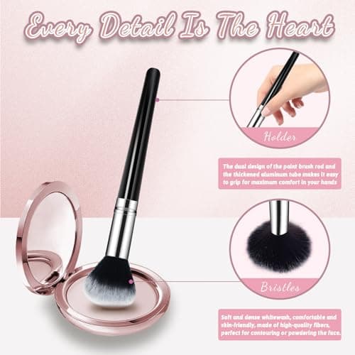 Makeup Brush Set, Premium Synthetic 14 Pcs Makeup Brushes, Travel Makeup Brush Set for Foundation, Concealer, Blush and Eyeshadow Brush(Black) - Image 5