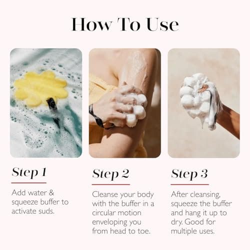 Spongelle Freesia Pear Wild Flower Buffer Body Scrubber | Bath & Shower Loofah for Women | Exfoliator with Body Wash Infused Sponge | 14+ uses - Image 6