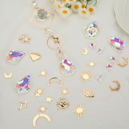 HYBEADS DIY Suncatchers, 400 pcs Sun Catchers Making Supplies Kit Art and Crafts for Adults Prism Hanging Decorative Suncatcher with Crystals Rainbow Maker for Indoor Windows Office Home Decor - Image 4