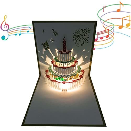 Akeydeco 3D Pop Up Birthday Cards,Warming LED Light Birthday Cake Music Happy Birthday Card Postcards Pop Up Greeting Cards Happy Birthday Cards Best for Mom,Wife,Sister,Boy,Girl,Friends 1 Pack - Image 2
