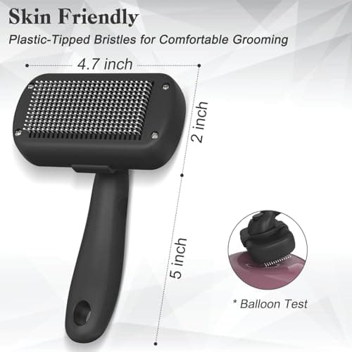 Dipoo Self Cleaning Shedding Brush - Skin Friendly Grooming Tool for Dogs, Cats, and Puppies, Deshedding and Hair Removal for Long and Short Haired Pets, Black - Image 4