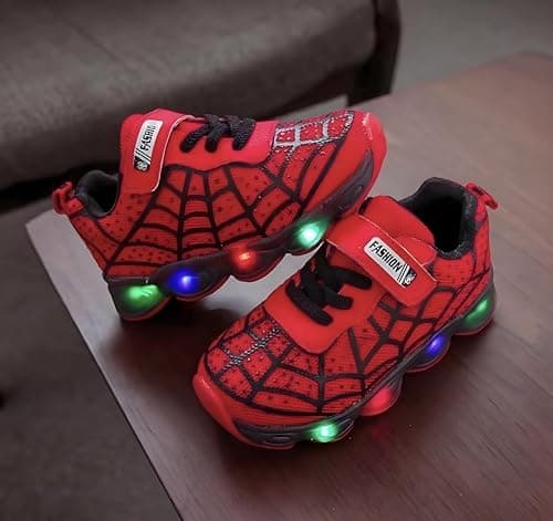 Toddler Boys Girls Light Up Shoes LED Lightweight Mesh Breathable Walking Sneakers(Red,8) - Image 3