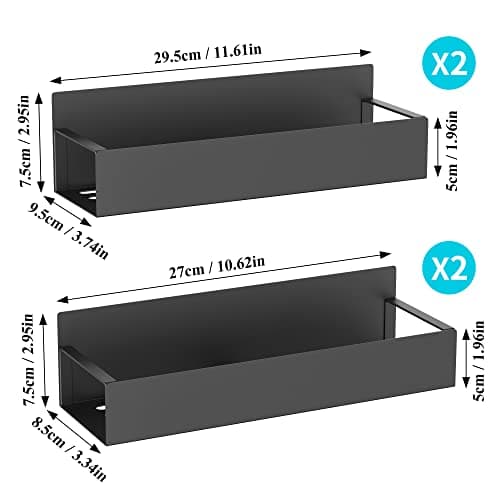 HuggieGems Metal 4 Pack Magnetic Spice Storage Rack Organizer for Refrigerator and Oven, Black Fridge Organizers and Storage - Image 7
