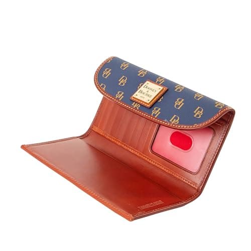 Dooney & Bourke Wallets for Women, Large Leather Trifold Gretta Continental Clutch Purse & Credit Card Holder - Navy Blue - Image 3