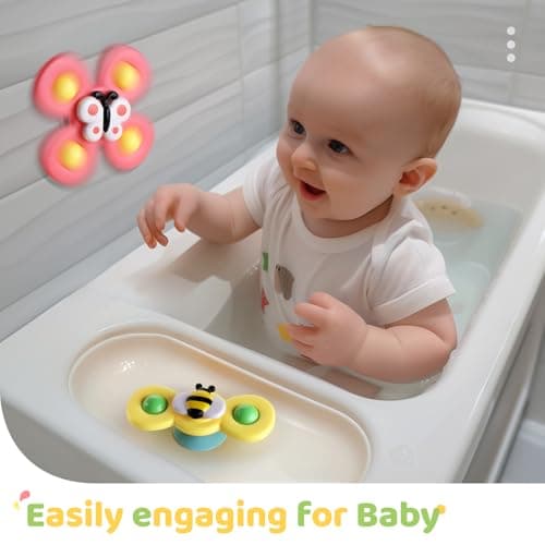 ALASOU 3PCS Suction Cup Spinner Toys for 1 Year Old Boy Girl|Spinning Top Baby Toys 12 18 Months|1 2 Year Old Boy Birthday Gift|Baby Bath Toy for Kids Ages 1-3|Sensory Toy for Toddlers 1-3 - Image 7