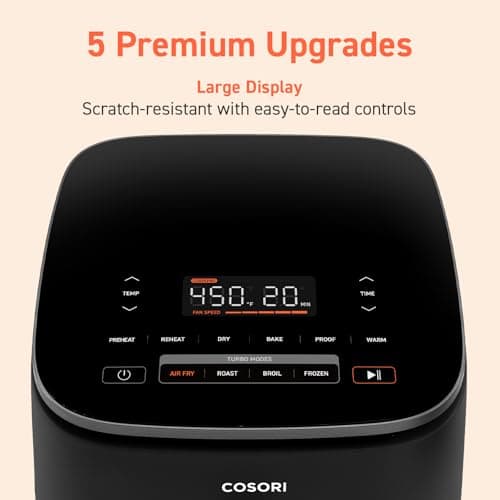 COSORI Air Fryer 9-in-1, Compact & Large 6-Qt, Fast Turbo Modes, 90–450°F Precise Heat for Even Results, Up to 95% Less Oil*, Roast, Bake, Dry, Reheat, Frozen, Broil, Proof, 120V, TurboBlaze, Grey - Image 9