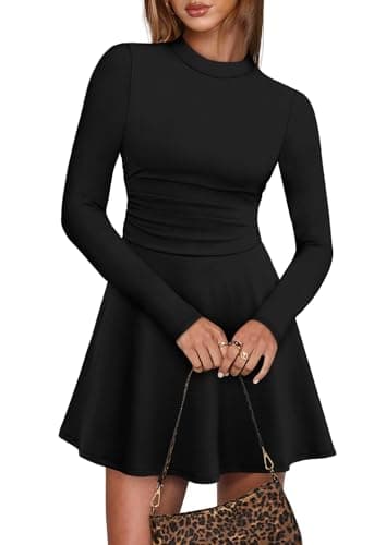 OFEEFAN Long Sleeve Homecoming Dresses Fall Dress Deals Black School Outfits for Teachers Winter Mini Clothing Classy Mock Neck XL - Image 2