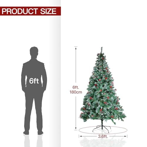 SENNOUL Prelit Christmas Tree with Lights 6ft - Premium Artificial Christmas Tree, with 874 Branch Tips and 250 Warm Lightsm, Support Automatique, Easy Assembly,Perfect Choice for Xmas Decorations - Image 6