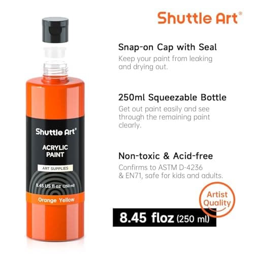 Shuttle Art Acrylic Paint, 24 Colors Acrylic Paint Bottle Set, 250ml/8.45oz Each, Rich Pigments, High Viscosity, Bulk for Artists, Beginners and Kids Painting on Rocks Crafts Canvas Wood - Image 3