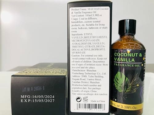 MAYJAM 100ML/3.38FL.OZ Coconut & Vanilla Fragrance Oils with Glass Dropper, Essential Oils for Diffusers for Home, Long Lasting Scented Oils for Diffusers Soap Candle Making - Image 9