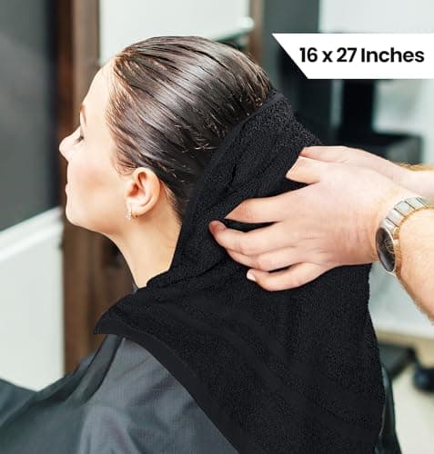Utopia Towels Cotton Bleach Proof Salon Towel 16 by 27 inches, Bleach Safe Gym 100% Cotton Hand Towel, 24 Pack, Black - Image 2