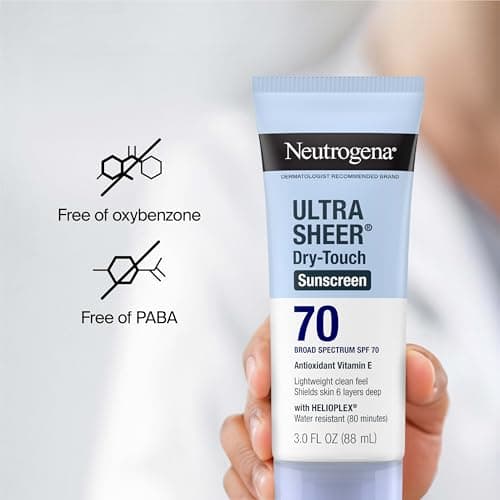 Neutrogena Ultra Sheer Dry-Touch Water Resistant and Non-Greasy Sunscreen Lotion with Broad Spectrum SPF 70, 3 Fl Oz (Pack of 1) - Image 8