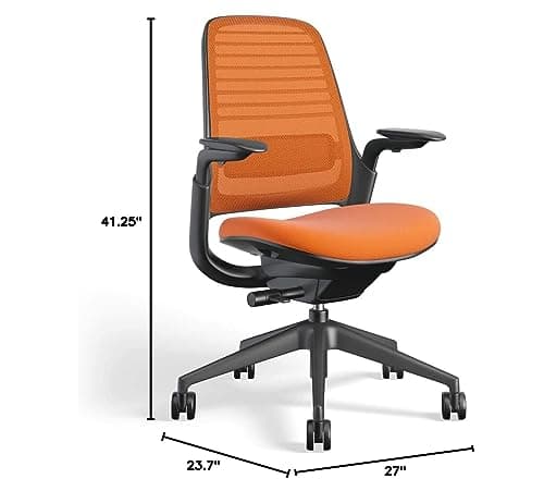 Steelcase Series 1 Office Chair - Ergonomic Work Chair with Wheels for Hard Flooring - Helps Support Productivity - Weight-Activated Controls, Back Supports & Arm Support - Easy Assembly - Tangerine - Image 3