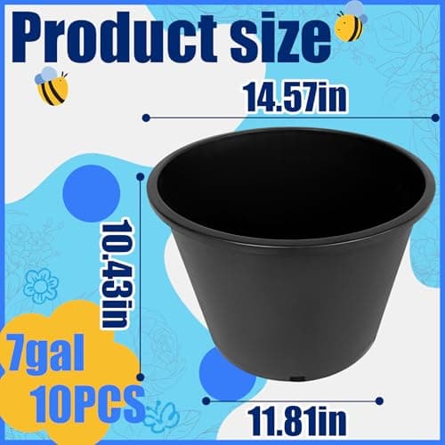 Srehloe 10Pcs 7 Gallon 14 inch Plant Nursery Pot Flower Seedling Injection Molded Container Plastic Garden Planter Pots with Drainage Holes Suitable for Vegetables Flowers Plants Black - Image 2