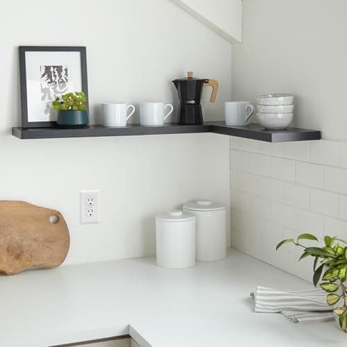 BAYKA Floating Shelves for Wall, Wall Mounted Rustic Wood Shelves for Bathroom, Bedroom, Living Room, Kitchen, Hanging Shelf for Books/Storage/Room Decor with 22lbs Capacity (Black, Set of 3, 15.7in) - Image 2