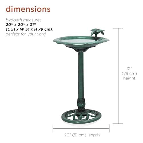 Alpine Corporation TEC114 31" Tall Outdoor Antique Flower Birdbath with Bird Decoration Yard Statue, Durable Polypropylene Construction for Patio, Deck, or Yard - Image 3