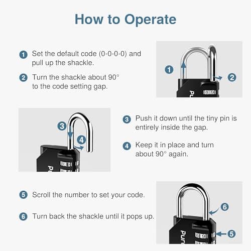Puroma 2 Pack Combination Lock for Locker 4 Digit Outdoor Waterproof Padlock for School, Gym, Sports, Fence, Toolbox, Gate, Case, Outdoor, Hasp Storage (Black) - Image 7