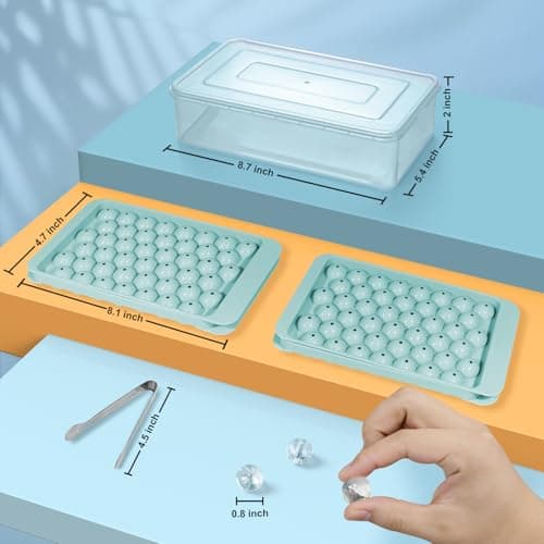 WIBIMEN Ice Cube Tray with Lid and Bin - Round Ice Trays for Freezer with Lid - Ice Cube Trays for Freezer with Ice Container (0.8"-2PACK Blue) - Image 6