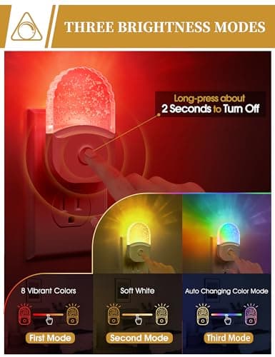 Night Lights Plug Into Wall [2 Pack], Color Changing Night Light for Kids, 8-Color RGB LED Nightlight with Dusk to Dawn Sensor for Bathroom Decor, Children Room, Gift - Image 2