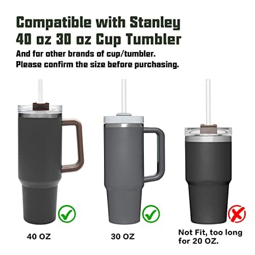 Beonsky Replacement Straw Compatible with Stanley 40 oz 30 oz Cup Tumbler, 6 Pack Reusable Straw with Cleaning Brush, Plastic, Clear - Image 3
